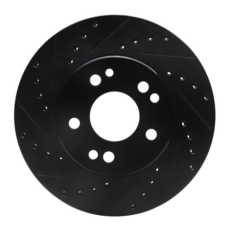 633-63016L Drilled/Slotted Brake Rotor [Black], 1984-1995 Mercedes-Benz, Position: Front Left
