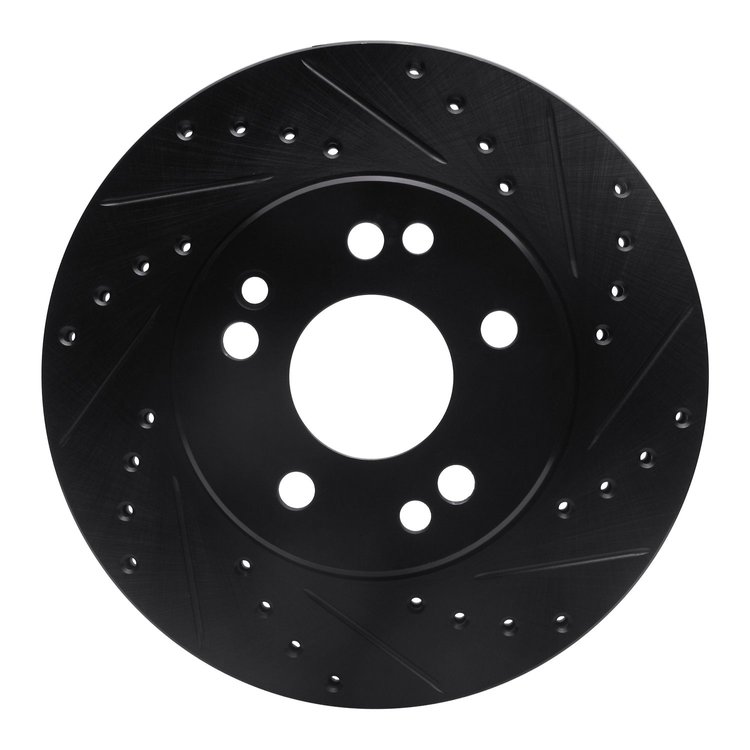 633-63016R Drilled/Slotted Brake Rotor [Black], 1984-1995 Mercedes-Benz, Position: Front Right