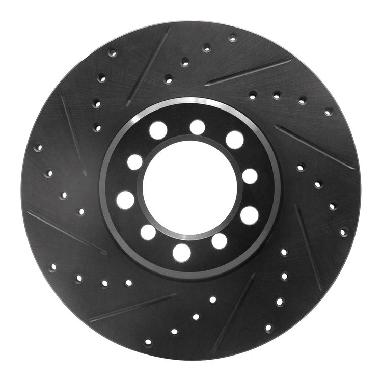 633-63017L Drilled/Slotted Brake Rotor [Black], 1985-1991 Mercedes-Benz, Position: Front Left