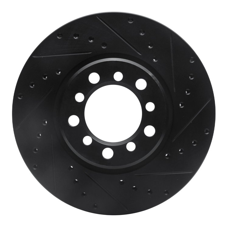 633-63017R Drilled/Slotted Brake Rotor [Black], 1985-1991 Mercedes-Benz, Position: Front Right