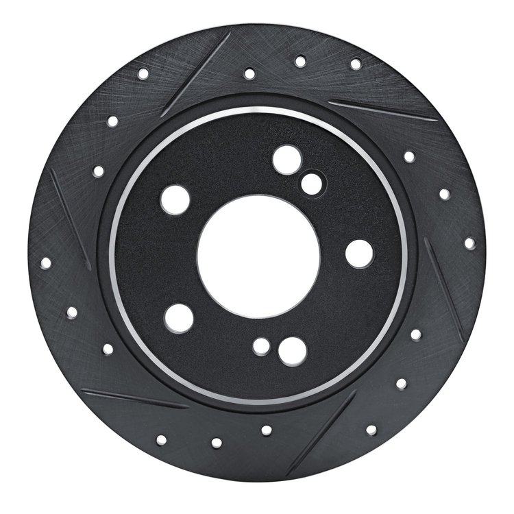 633-63018L Drilled/Slotted Brake Rotor [Black], 1990-1995 Mercedes-Benz, Position: Rear Left