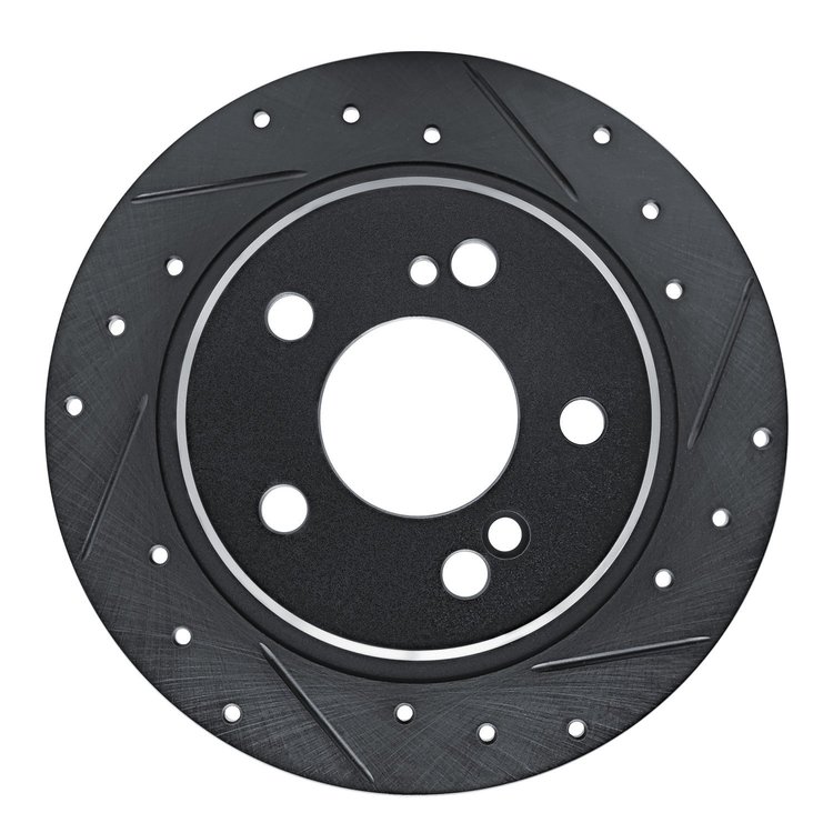 633-63018R Drilled/Slotted Brake Rotor [Black], 1990-1995 Mercedes-Benz, Position: Rear Right