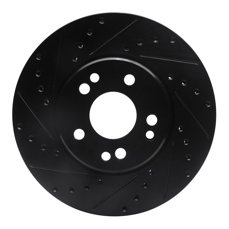 633-63019L Drilled/Slotted Brake Rotor [Black], 1990-1998 Mercedes-Benz, Position: Front Left