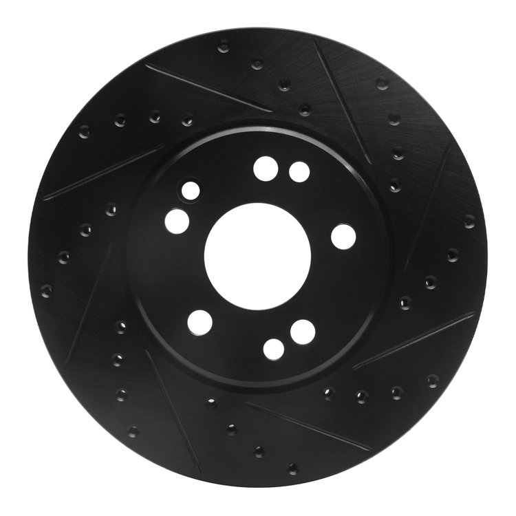 633-63019R Drilled/Slotted Brake Rotor [Black], 1990-1998 Mercedes-Benz, Position: Front Right