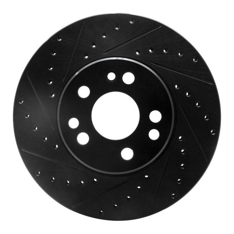 633-63021L Drilled/Slotted Brake Rotor [Black], 1991-1999 Mercedes-Benz, Position: Front Left