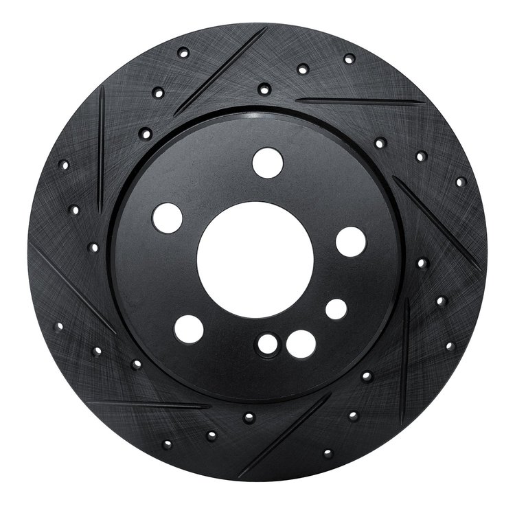 633-63022L Drilled/Slotted Brake Rotor [Black], 1991-1999 Mercedes-Benz, Position: Rear Left