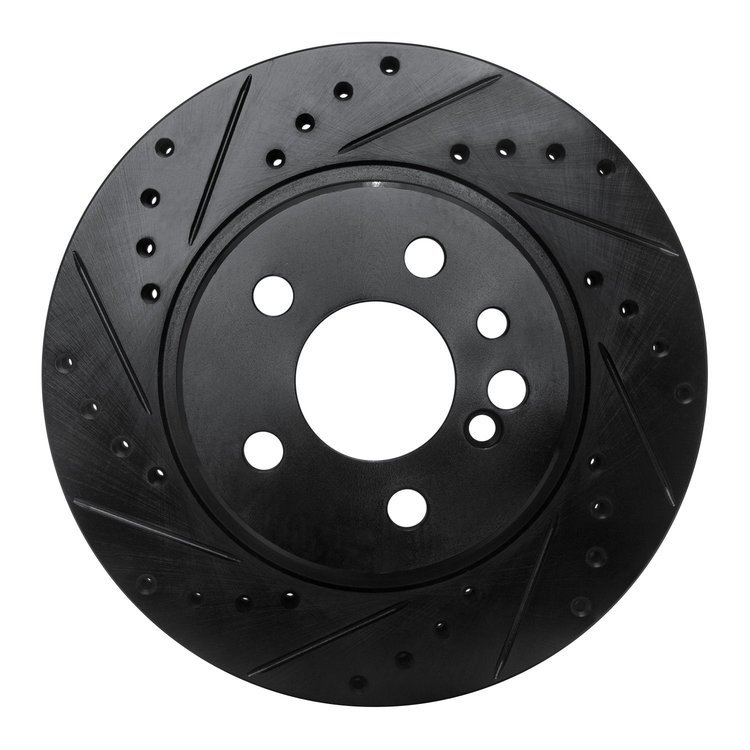633-63024L Drilled/Slotted Brake Rotor [Black], 1992-1999 Mercedes-Benz, Position: Rear Left