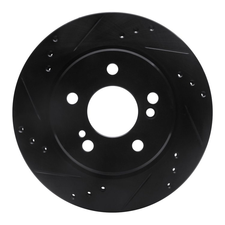 633-63025L Drilled/Slotted Brake Rotor [Black], 1992-1994 Mercedes-Benz, Position: Rear Left