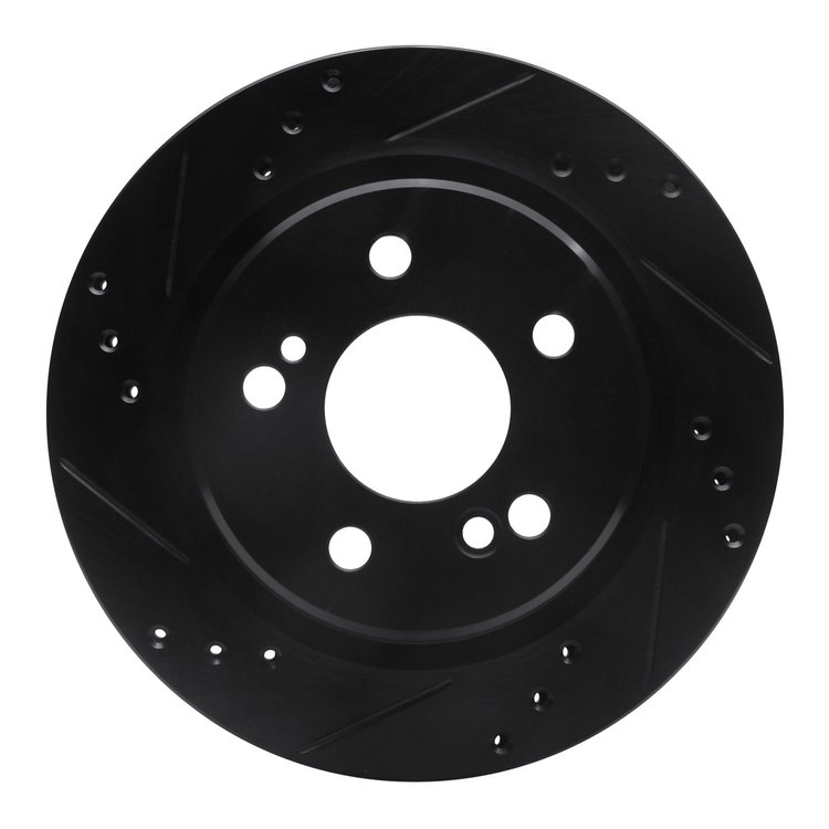 633-63026L Drilled/Slotted Brake Rotor [Black], 1992-1995 Mercedes-Benz, Position: Rear Left