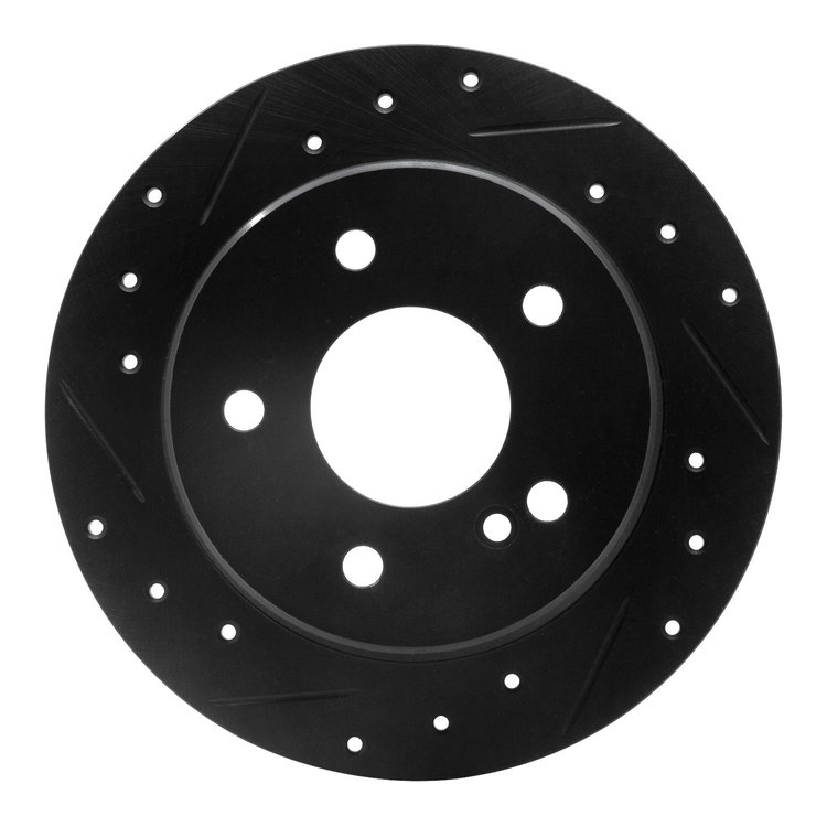 633-63027L Drilled/Slotted Brake Rotor [Black], 1994-1998 Mercedes-Benz, Position: Rear Left