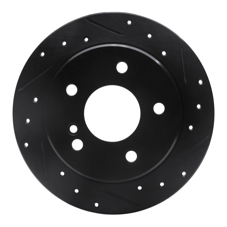 633-63027R Drilled/Slotted Brake Rotor [Black], 1994-1998 Mercedes-Benz, Position: Rear Right