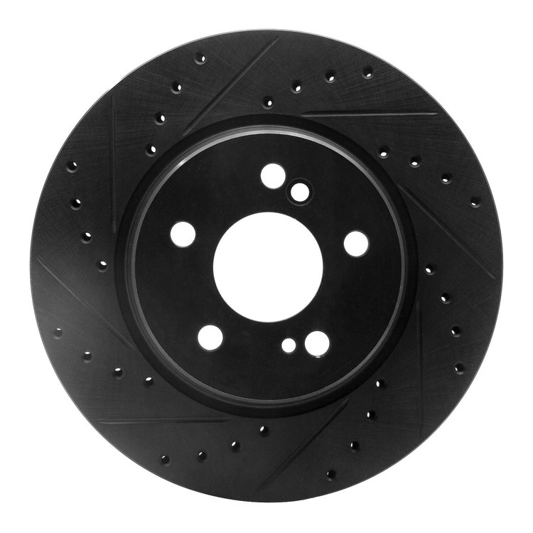 633-63030L Drilled/Slotted Brake Rotor [Black], 1993-2002 Mercedes-Benz, Position: Rear Left
