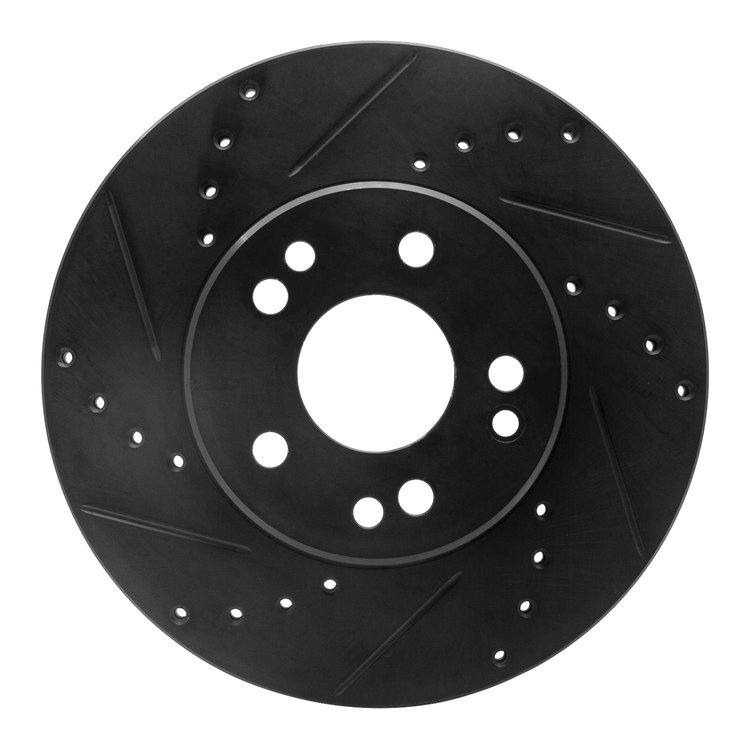633-63031L Drilled/Slotted Brake Rotor [Black], 1990-1995 Mercedes-Benz, Position: Front Left