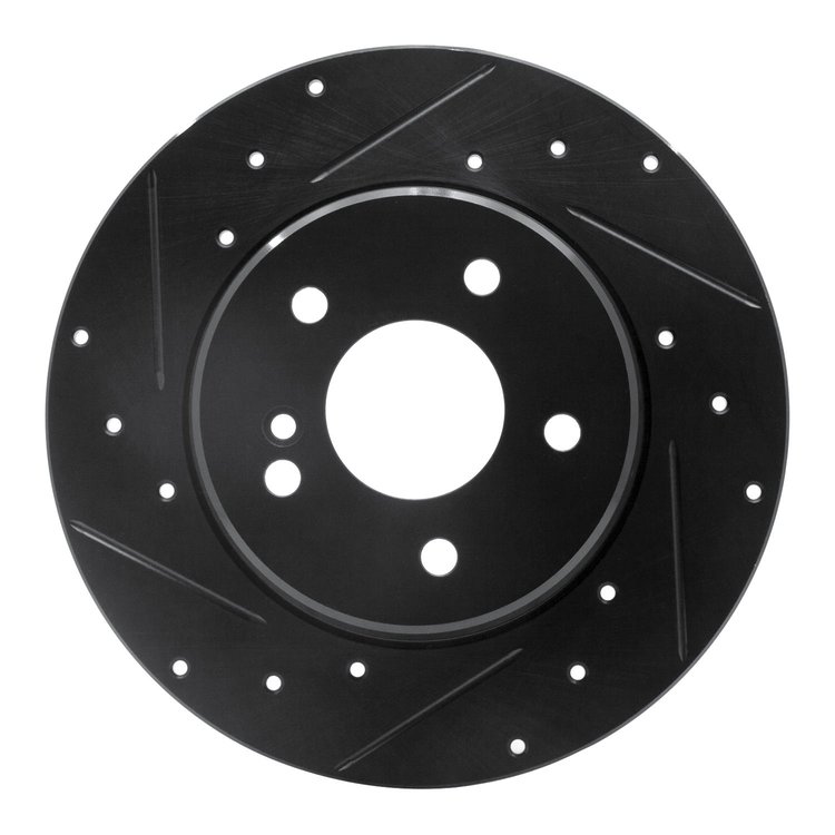 633-63032L Drilled/Slotted Brake Rotor [Black], 1994-2011 Mercedes-Benz, Position: Rear Left