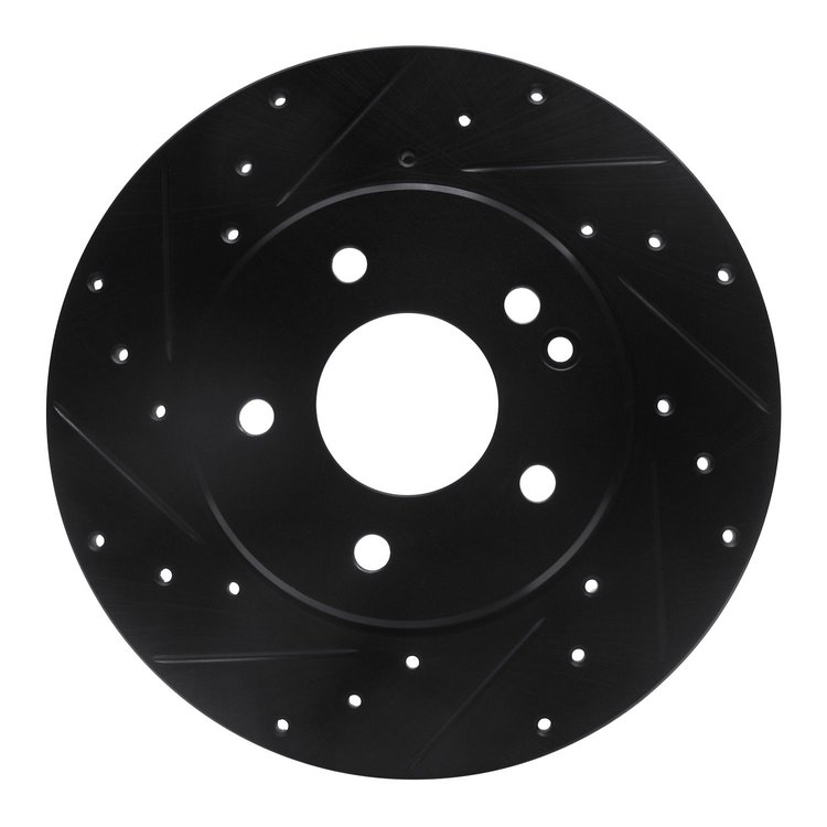 633-63036L Drilled/Slotted Brake Rotor [Black], 1997-1998 Mercedes-Benz, Position: Front Left