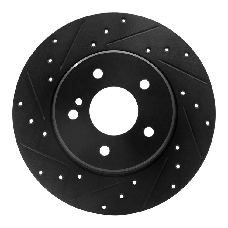 633-63037L Drilled/Slotted Brake Rotor [Black], 1998-2003 Mercedes-Benz, Position: Rear Left