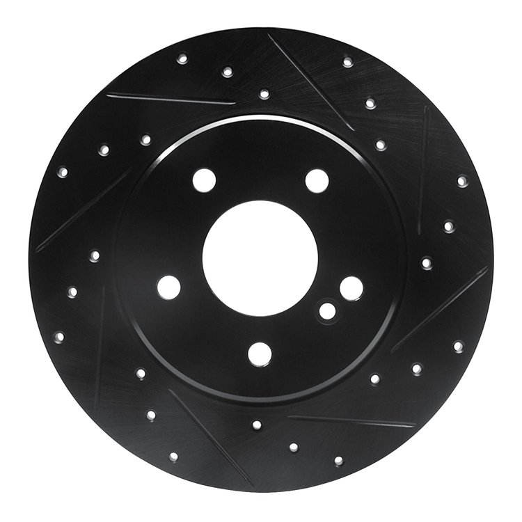 633-63037R Drilled/Slotted Brake Rotor [Black], 1998-2003 Mercedes-Benz, Position: Rear Right