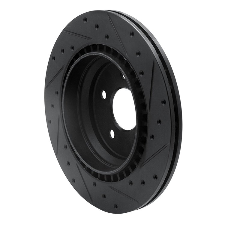 633-63042L Drilled/Slotted Brake Rotor [Black], 2001-2002 Mercedes-Benz, Position: Rear Left