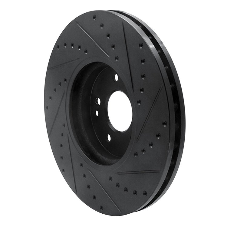 633-63046L Drilled/Slotted Brake Rotor [Black], 2000-2006 Multiple Makes/Models, Position: Front Left