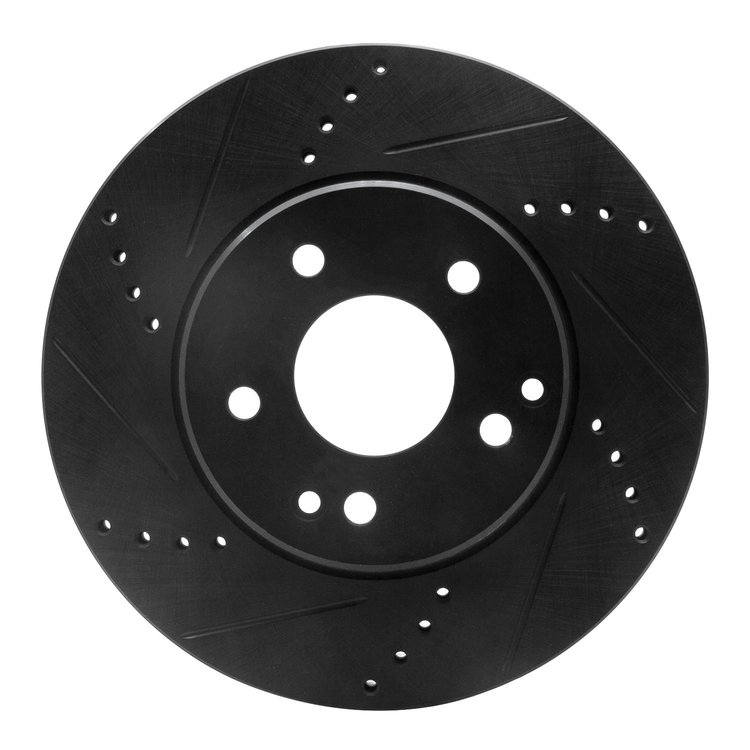 633-63047L Drilled/Slotted Brake Rotor [Black], 1996-2015 Mercedes-Benz, Position: Front Left