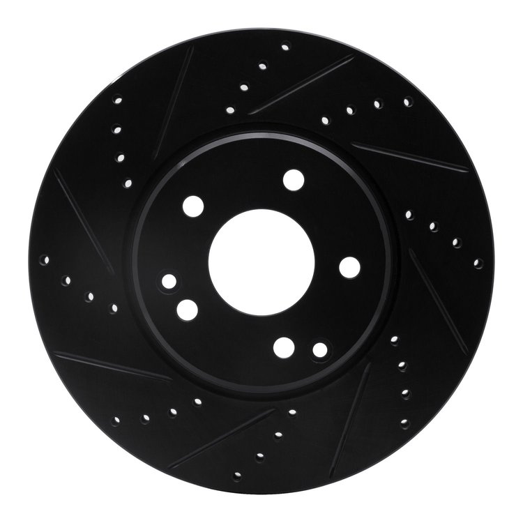 633-63048L Drilled/Slotted Brake Rotor [Black], 1996-2011 Multiple Makes/Models, Position: Front Left