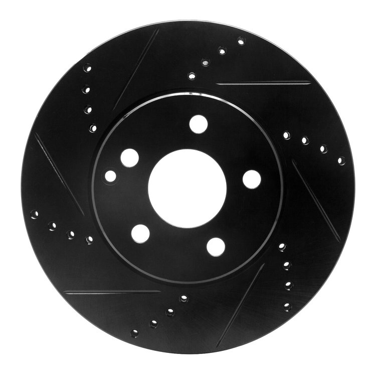 633-63050L Drilled/Slotted Brake Rotor [Black], 2003-2009 Mercedes-Benz, Position: Front Left