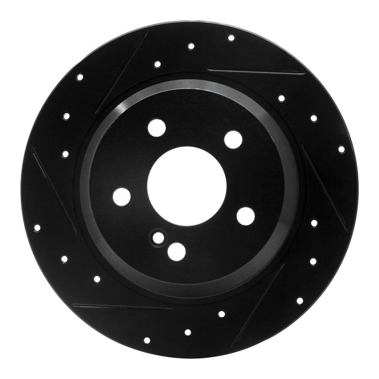 633-63051L Drilled/Slotted Brake Rotor [Black], 2003-2016 Mercedes-Benz, Position: Rear Left