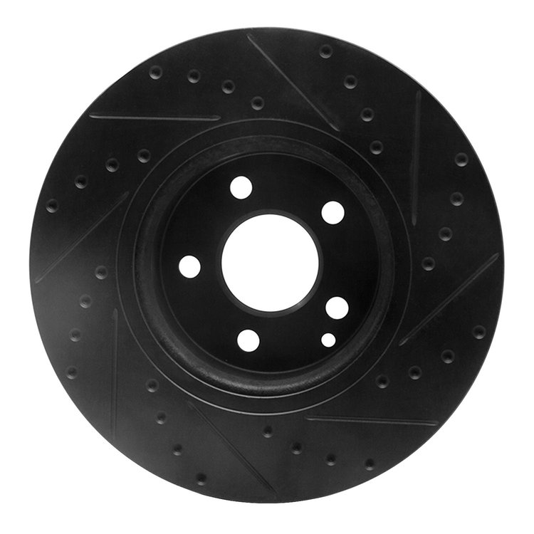 633-63052L Drilled/Slotted Brake Rotor [Black], 2003-2006 Mercedes-Benz, Position: Front Left