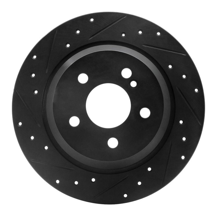 633-63060L Drilled/Slotted Brake Rotor [Black], 2003-2006 Mercedes-Benz, Position: Rear Left