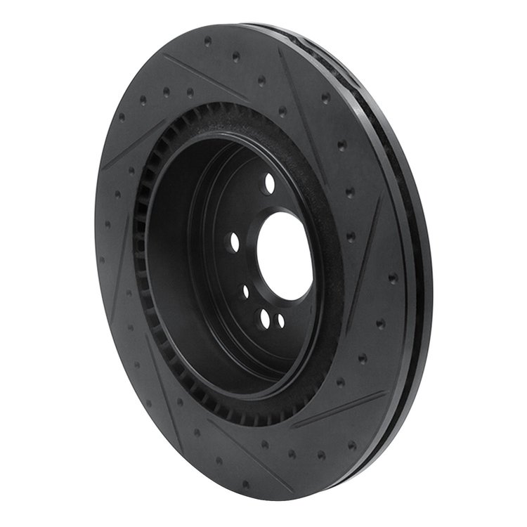633-63069L Drilled/Slotted Brake Rotor [Black], 2005-2013 Mercedes-Benz, Position: Rear Left