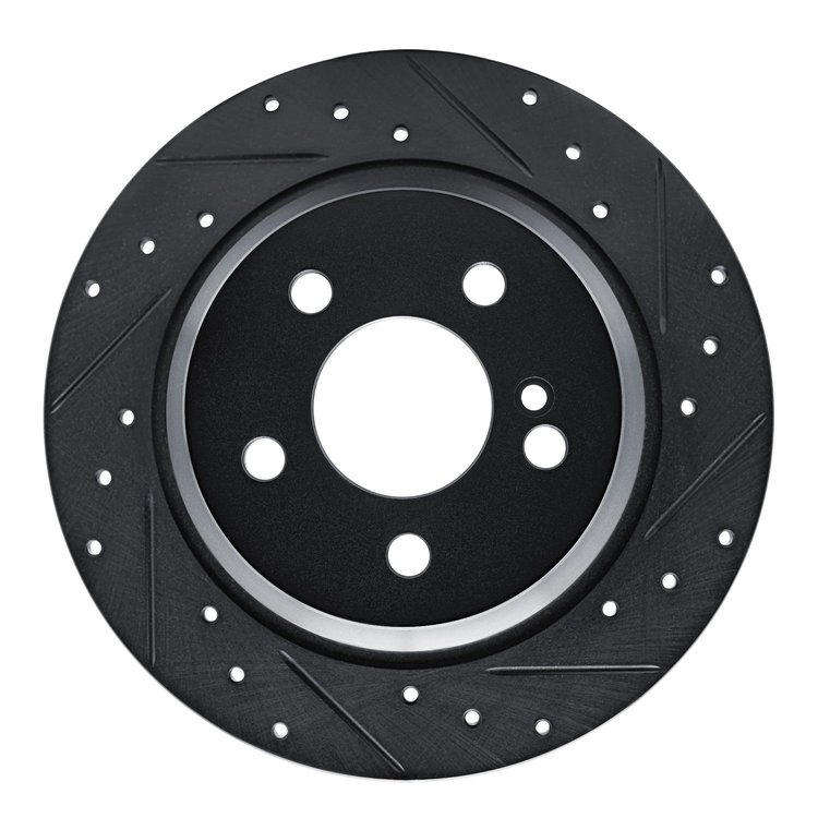 633-63071R Drilled/Slotted Brake Rotor [Black], 2003-2006 Mercedes-Benz, Position: Rear Right