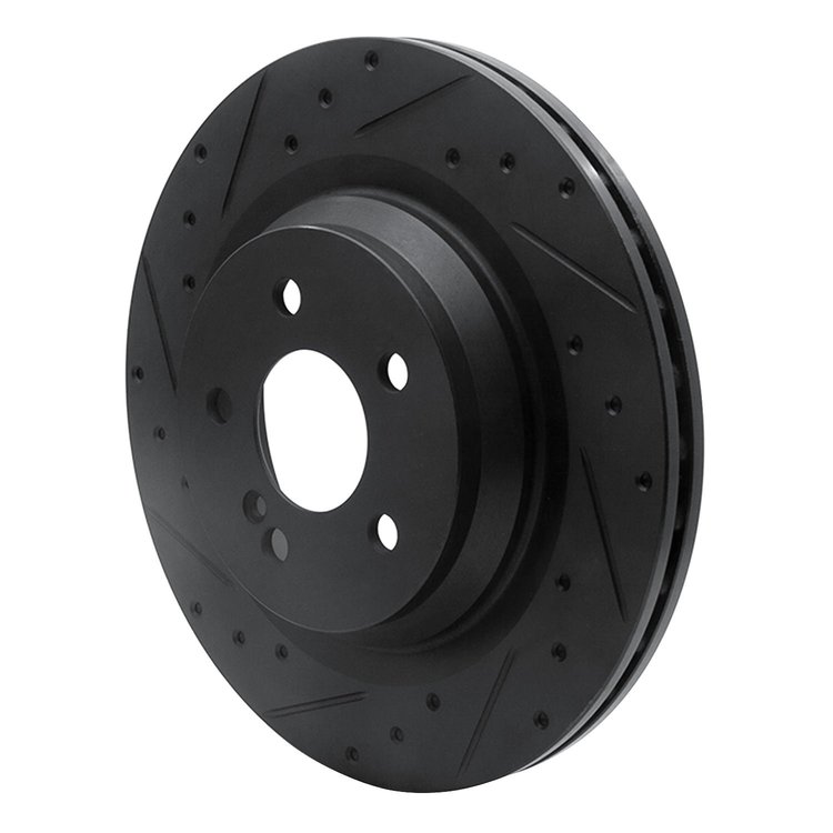 633-63076L Drilled/Slotted Brake Rotor [Black], 2007-2014 Mercedes-Benz, Position: Rear Left