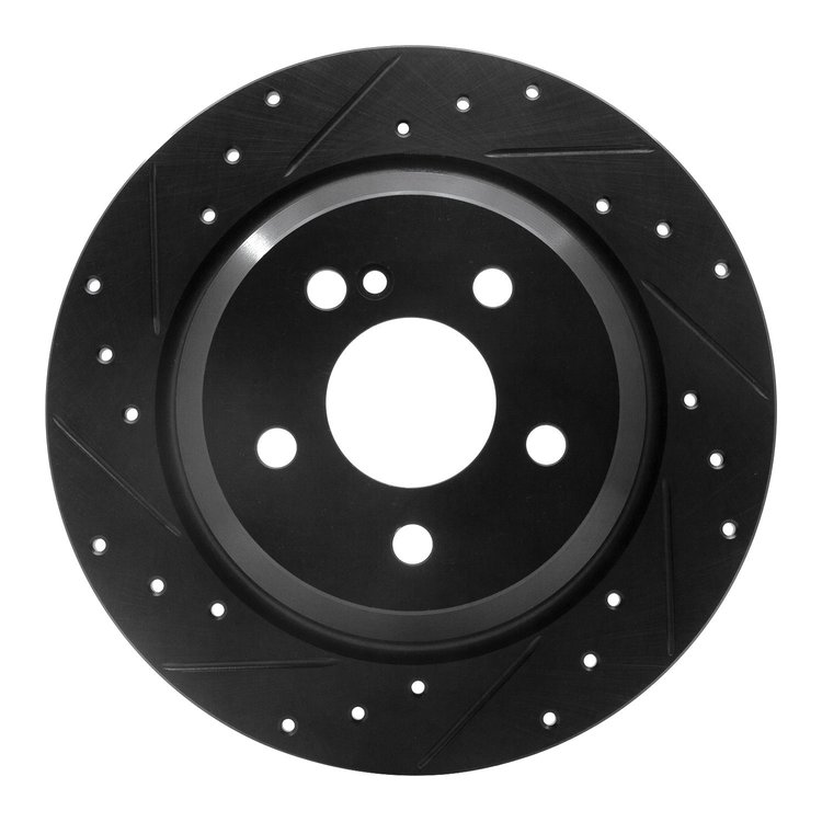633-63078L Drilled/Slotted Brake Rotor [Black], 2007-2013 Mercedes-Benz, Position: Rear Left