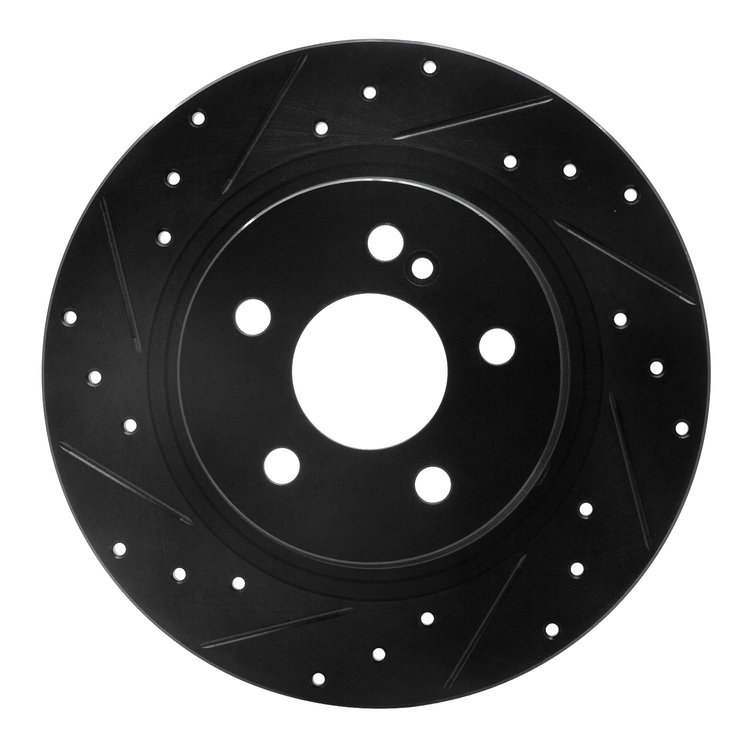 633-63086L Drilled/Slotted Brake Rotor [Black], 2008-2015 Mercedes-Benz, Position: Rear Left