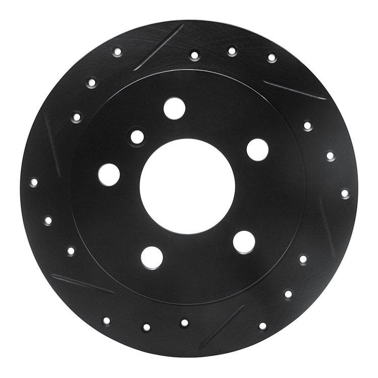 633-63087L Drilled/Slotted Brake Rotor [Black], 2006-2011 Mercedes-Benz, Position: Rear Left