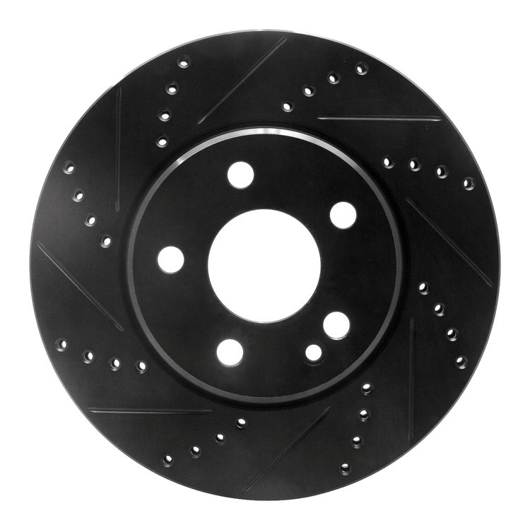 633-63088L Drilled/Slotted Brake Rotor [Black], 2006-2011 Mercedes-Benz, Position: Front Left