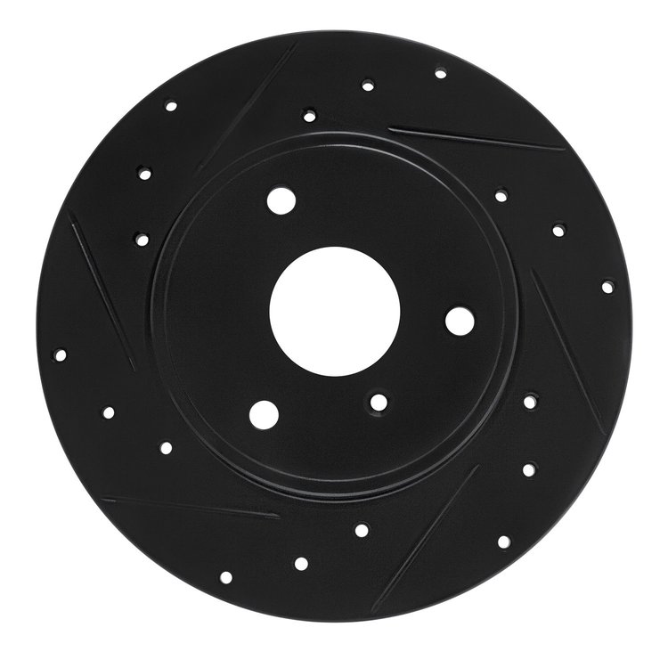 633-63090L Drilled/Slotted Brake Rotor [Black], 2005-2016 Smart, Position: Front Left