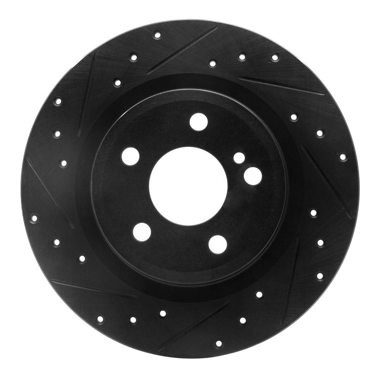 633-63099L Drilled/Slotted Brake Rotor [Black], 2012-2020 Mercedes-Benz, Position: Rear Left