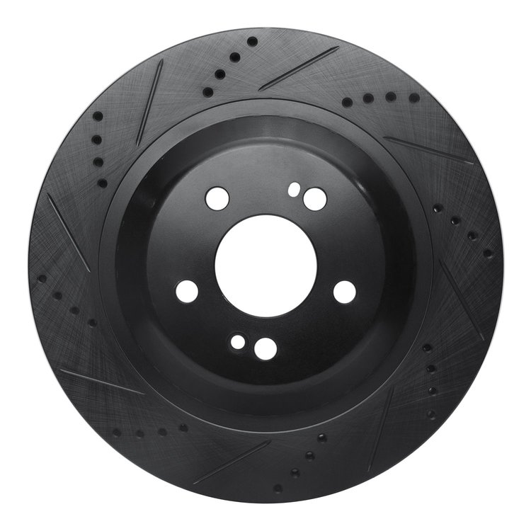 633-63113L Drilled/Slotted Brake Rotor [Black], 2014-2021 Mercedes-Benz, Position: Rear Left