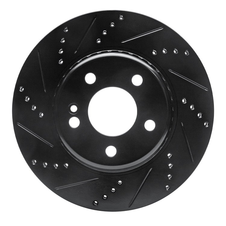 633-63118L Drilled/Slotted Brake Rotor [Black], Fits Select Mercedes-Benz, Position: Rear Left