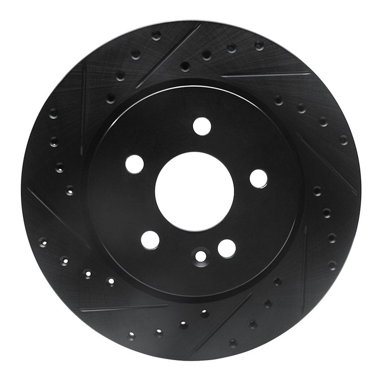 633-63122L Drilled/Slotted Brake Rotor [Black], 1998-2005 Mercedes-Benz, Position: Front Left