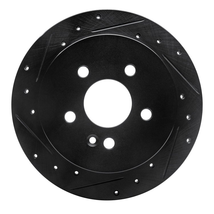 633-63123L Drilled/Slotted Brake Rotor [Black], 1998-2005 Mercedes-Benz, Position: Rear Left