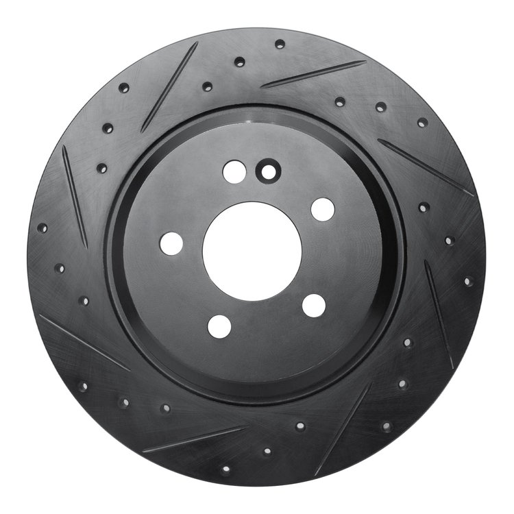 633-63125L Drilled/Slotted Brake Rotor [Black], 2000-2005 Mercedes-Benz, Position: Rear Left