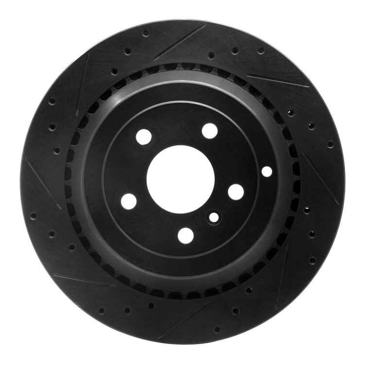 633-63131L Drilled/Slotted Brake Rotor [Black], 2006-2012 Mercedes-Benz, Position: Rear Left