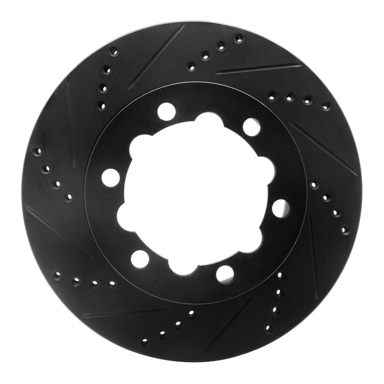 633-63134L Drilled/Slotted Brake Rotor [Black], Fits Select Multiple Makes/Models, Position: Rear Left,Rr Left