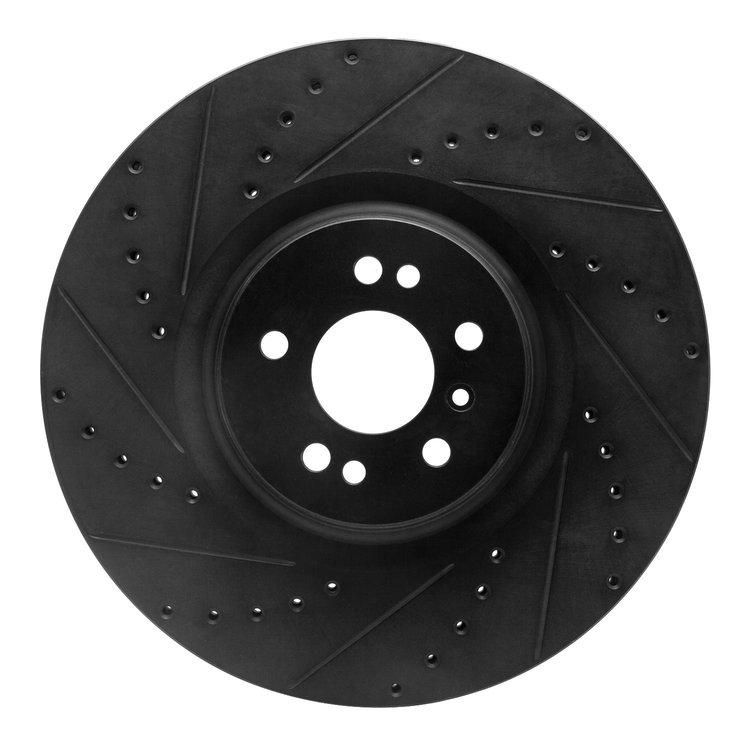 633-63136L Drilled/Slotted Brake Rotor [Black], 2007-2009 Mercedes-Benz, Position: Front Left