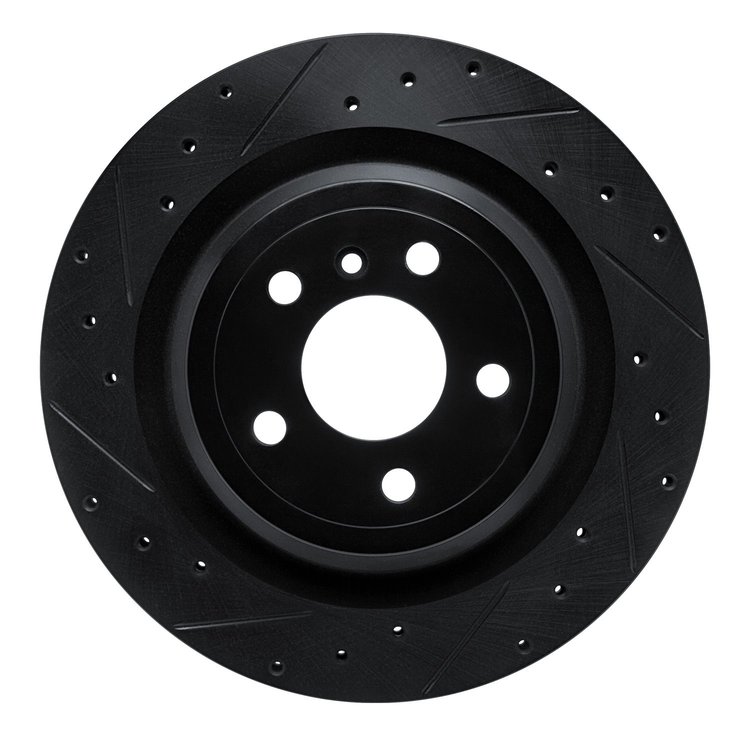 633-63140L Drilled/Slotted Brake Rotor [Black], 2012-2019 Mercedes-Benz, Position: Rear Left
