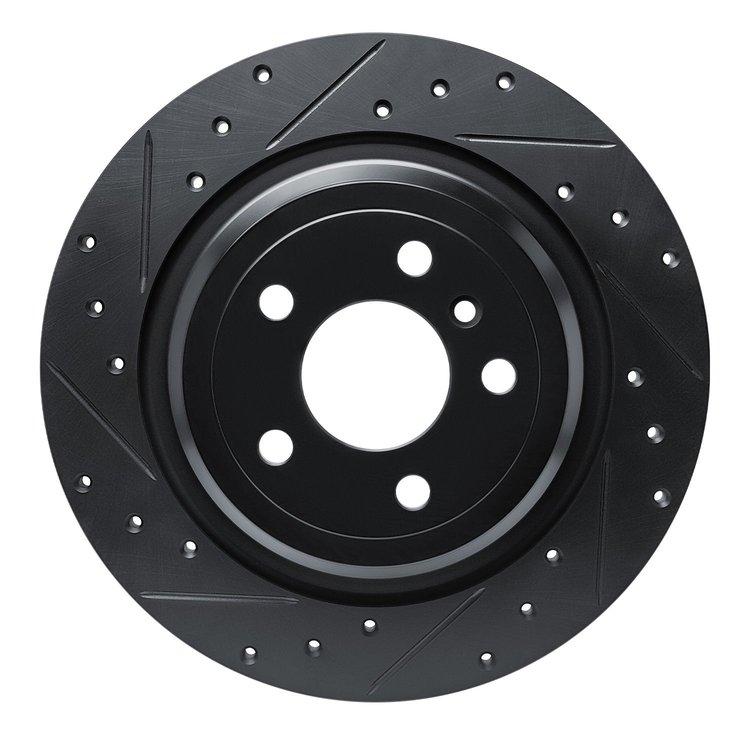 633-63143L Drilled/Slotted Brake Rotor [Black], 2012-2018 Mercedes-Benz, Position: Rear Left