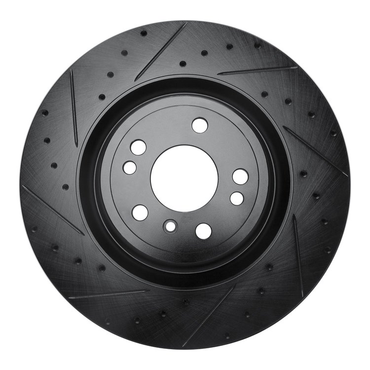 633-63146L Drilled/Slotted Brake Rotor [Black], 2013-2019 Mercedes-Benz, Position: Front Left