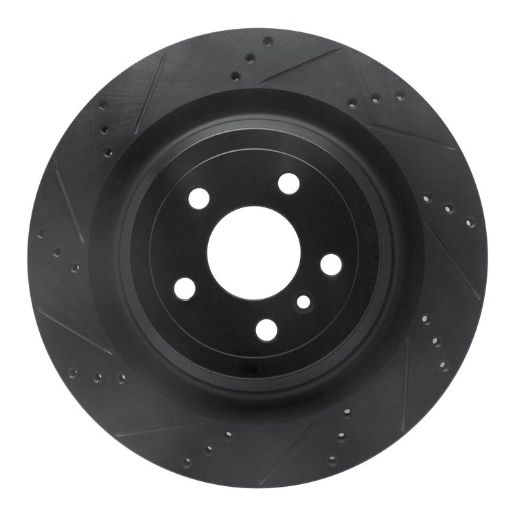 633-63150L Drilled/Slotted Brake Rotor [Black], 2013-2019 Mercedes-Benz, Position: Rear Left
